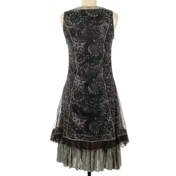 ALEXIS M Steampunk Slip Dress Grunge Hi Low Y2k Retro Layered Mini Cocktail VTG - Picture 2 of 13